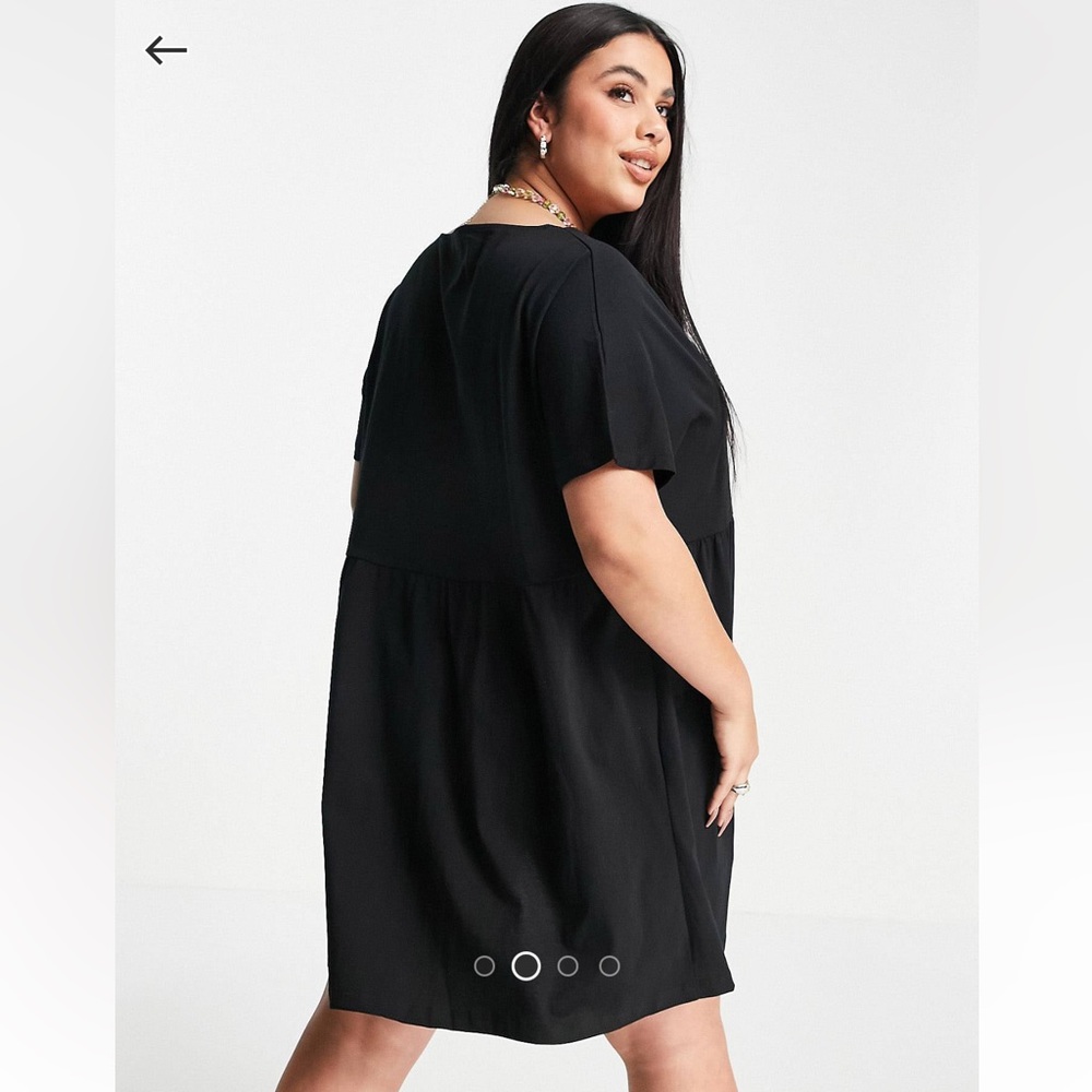 Black Curve button up mini smock dress with pockets - Picture 2 of 4